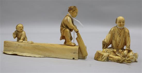 Two Japanese ivory groups of craftsmen